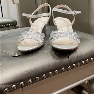David’s bridal silver sparkly heels